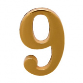 Цифра дверная АЛЛЮР "9" на клеевой основе золото (мет)