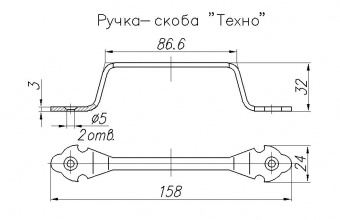 Ручка-скоба НОЭЗ РС80 "Техно" цинк - 8771_2