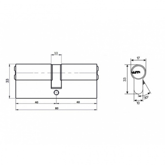 Цилиндровый механизм VETTORE ZN M80 Z SN (40*40) 5кл. - 13792_2