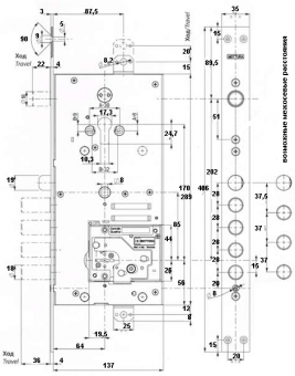 Замок врезной Mottura 54.Y936М Мy Key (S левый) (уст.ключ) - mottura-54y936-shema