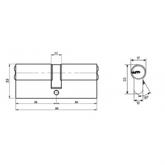 Цилиндровый механизм VETTORE ZN M85 Z SN (35*50) 5кл. никель - 13855_2