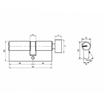 Цилиндровый механизм VЕTTORE ZN M70 ZС MBP (35Т*35) - 13685_2