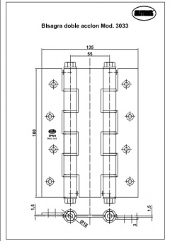 Петля пружинная AMIG 3033-180*135*3 (INOX) 5179 - 3033
