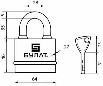 Замок навесной БУЛАТ ВС 3-Н65 ПЛ всепогодный 5кл. d=9мм - b478e78d_defb_11eb_8215_00e0ed875fc0_c1dd6543_0afc_11ec_8216_00e0ed875fc0