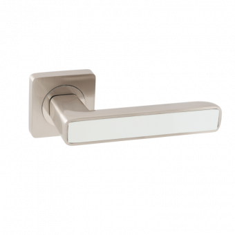 Ручка на квадратном основании VETTORE R06.111 SN/CP WHITE(сатин/хром/белая вставка) - 13772