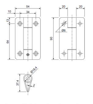 Avers Петля врезная пружинная 90*56*2-INOX/304 (R6)  - 2025-02-21_12-11-44