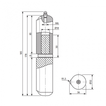 Петля для металлических дверей APECS 180*32-B (B2B) с масленкой - 134272