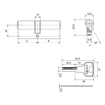 Цилиндровый механизм Vanger YM-60-CR - 15213_2