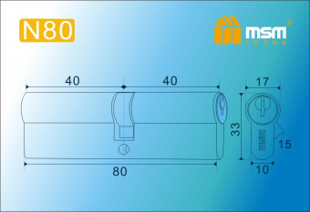 Цилиндровый механизм MSM С80 мм кл\кл SN перфо.ключ (Матовый никель) - cilindrmsmsxema