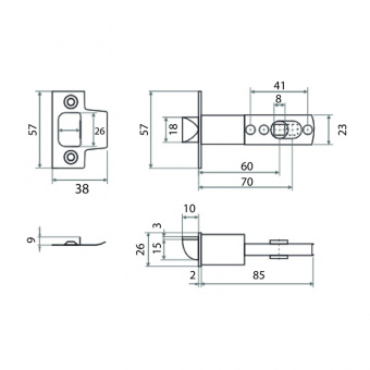 Защелка VETTORE C-07B 107 KNOB (без ручек) GP (Золото) - 14908_2