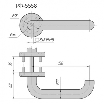 Ручка на фланце КРИТ РФ-5558-Чш - rf-5558