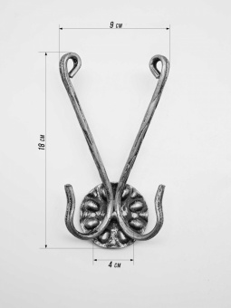 Крючок кованый двойной (серебро) уп.10 шт. - 7857_2