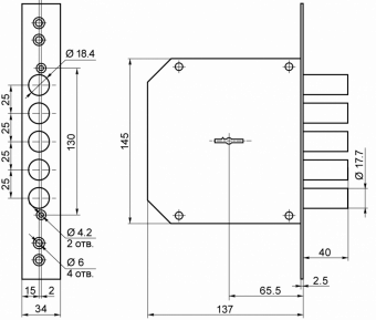 Замок врезной BORDER 72204-ЗВ8-6КП5 - 72204