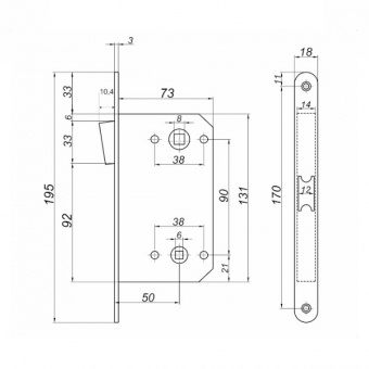 Защелка врезная VETTORE WC 530 В-S MAGNET MBP (черный матовый) - 14425_2
