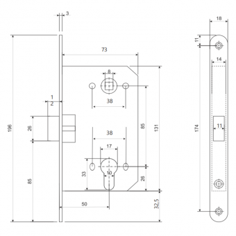 Замок врезной APECS 5300-P-BLM - 14648_2