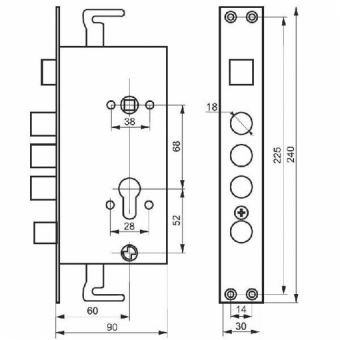 Замок врезной MASTER LOCK 3024-Зр правый Не автомат - 3024 3р
