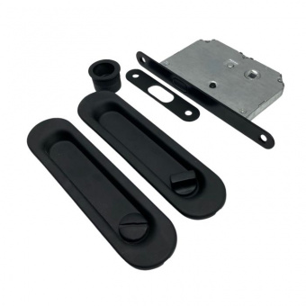 Ручка на раздвижные двери с замком VETTORE L 030 MBP (Чёрный Матовый) - 14244