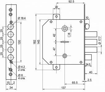 Замок врезной BORDER 77405-ЗВ9-6ЛКТЗ - 77405 1