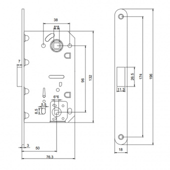 Защёлка врезная с фиксацией CODE DECO 5300-MC-WC-BLM - 5300_sxema