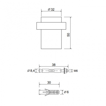 Упор дверной APECS DS-0021-INOX (В2В) - 13719_2