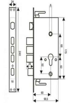 Замок врезной MASTER LOCK 2524-Зр правый НЕ автомат - 2524-3p-shema
