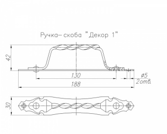 Ручка дверная под старину "Декор 1" НОЭЗ РС80-SL черный матовый - 8759_2