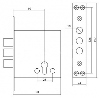 Замок врезной MASTER LOCK 2514Ц-3р - 2514ц