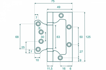 VETTORE FLUSH Петля накладная 125*75*2.5mm GR (Графит) - 179204285