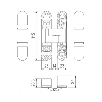 Петля скрытой установки AGB ECLIPSE 3.0, бронза Е302000222 - 136003