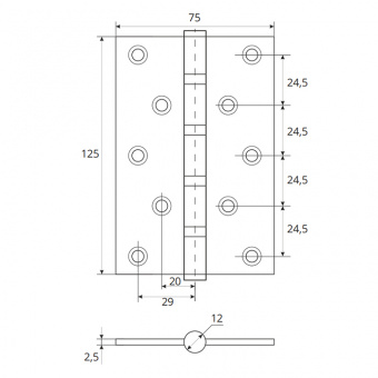 Петля врезная AVERS 125*75*2,5-B4-G - B4sxema