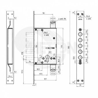 Замок врезной Меттем ЗВ1 312.Т-П - 15208_3