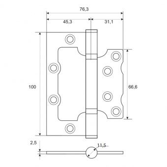 Петля накладная Apecs 100*75*2,5-B2-Steel-CRM - 15191_2